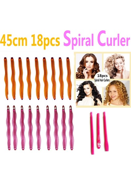 No.45 Tarzı Saç Maşaları Spiral Bukle Şekillendirici Seti Spiral Bukle Maşaları Saç Rulosu Isısız Saç Maşası Ekstra Uzun Saçlar Için Çoğu Saç Modeli Çeşitleri (Yurt Dışından)