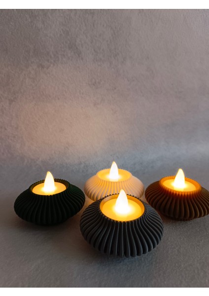 Radyal Led Mumluk - Led Tealight 3'lü Dekoratif Obje, Biblo, Dekor (3 Adet Led Mumluk Dahil)