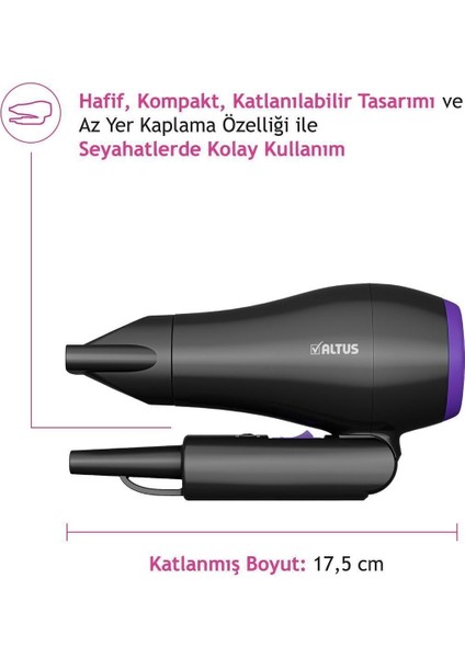 Taşınabilir Al 885 Katlanılabilir Mini Saç Kurutma Makinesi-Seyahat Tipi