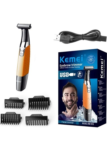 Turuncu Tarzı Keimei Elektrikli Sakal Düzeltici Saç Düzeltici USB Şarj Edilebilir Tıraş Makinesi Erkekler Için Profesyonel Epilatör Bir Bıçak Sakal Kesme Jilet (Yurt Dışından)