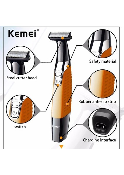 Turuncu Tarzı Keimei Elektrikli Sakal Düzeltici Saç Düzeltici USB Şarj Edilebilir Tıraş Makinesi Erkekler Için Profesyonel Epilatör Bir Bıçak Sakal Kesme Jilet (Yurt Dışından) modelleri
