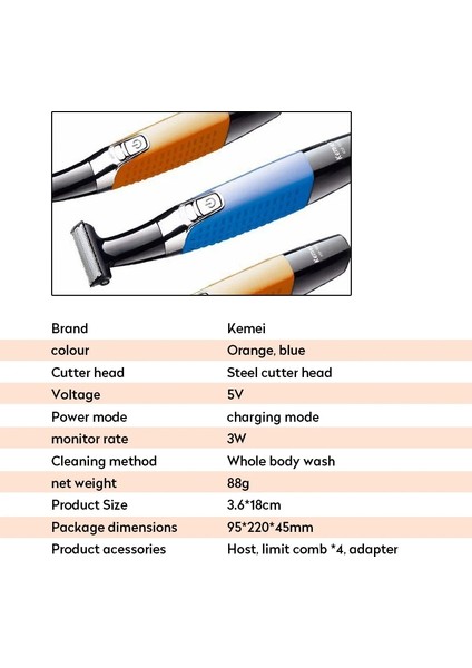 Turuncu Tarzı Keimei Elektrikli Sakal Düzeltici Saç Düzeltici USB Şarj Edilebilir Tıraş Makinesi Erkekler Için Profesyonel Epilatör Bir Bıçak Sakal Kesme Jilet (Yurt Dışından) indirimleri