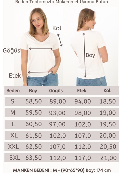 Viskon Dökümlü V Yaka Tişört-Ekru