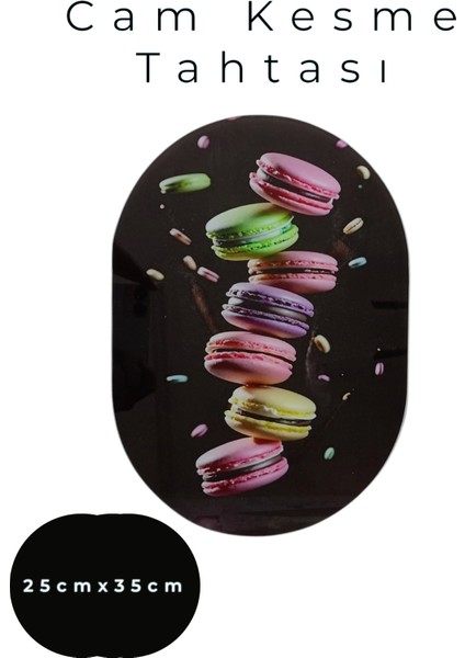Cam Kesme Tahtası* Mutfak Tahtası Oval 25X35CM Makaron Görünümü