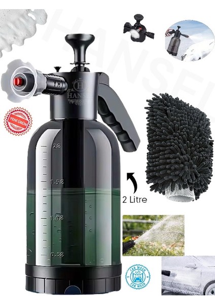Maksimum Basınçlı Köpük Atan Pompa Oto Yıkama Köpürtme + Mikrofiber Yıkama Eldiveni New