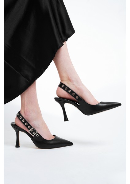 Kadın Stiletto Troklu Atkılı Topuklu Ayakkabı Ragon