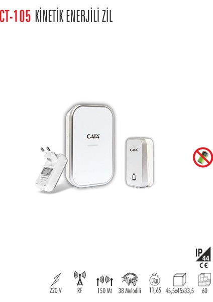 CT-105 Kinetik Enerjili Kumandalı Zil (220V)