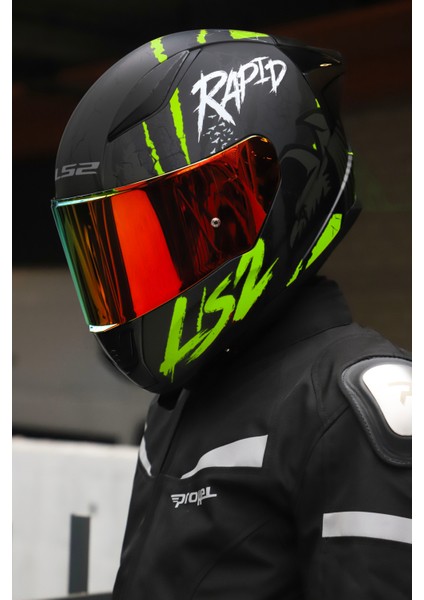 Rapıd 2 Race Raven Mat Siyah-Gri-Neon Sarı Kask