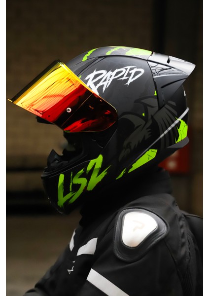 Rapıd 2 Race Raven Mat Siyah-Gri-Neon Sarı Kask