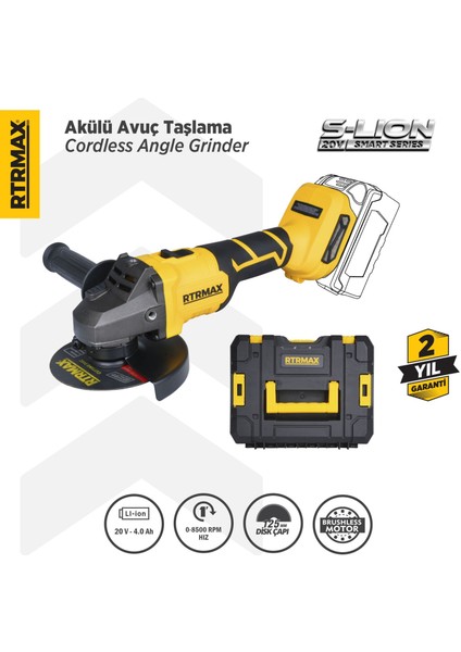 RTS5050B Şarjlı Avuç Taşlama Makinası Kömürsüz 125 mm 8.500 Rpm - Akü Hariç