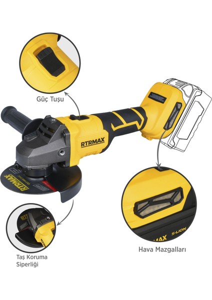 RTS5050B Şarjlı Avuç Taşlama Makinası Kömürsüz 125 mm 8.500 Rpm - Akü Hariç fırsatları