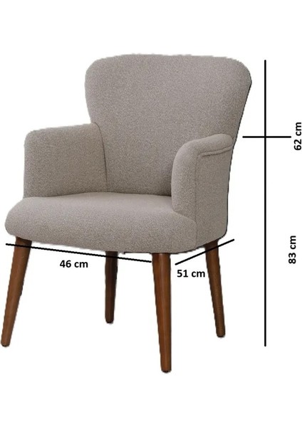 Berjer Koltuk-cafe-ofis-balkon-teras-bahçe-krem buklet kumaş-kahverengi ayak