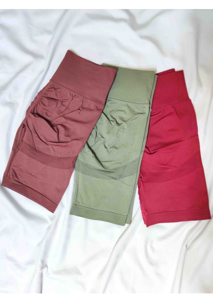 Dikişsiz 3'lü Kadın Spor Şortları. Beden L-Xl Uyumlu, Süper Elastik, Tummy Tack Teknolojisi, Karın Toparlayıcı, .
