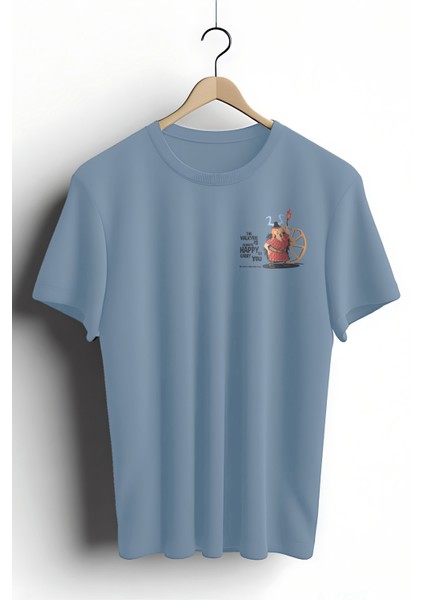 Unisex T-Shirt, Renkli Baskılı, Regular, %100 Pamuk, Royal Mavi T-Shirt NO:00433