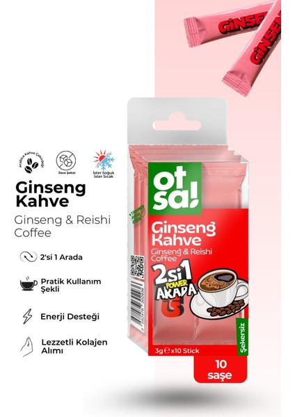 2'si 1 Arada Ginseng & Reishi ve Sabah Kahvesi Şeker İlavesiz Ginseng Stick Kahve
