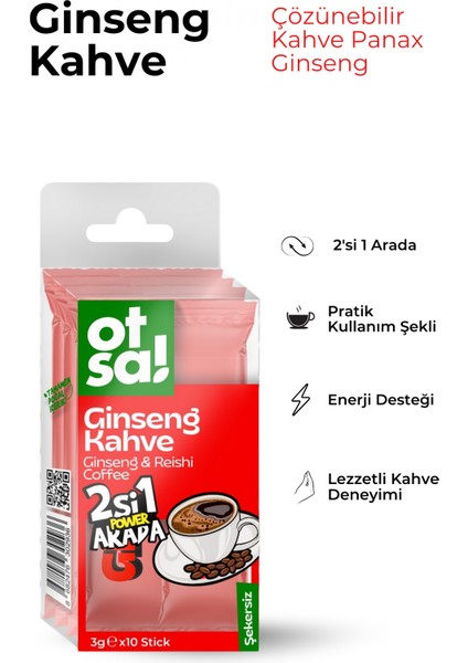 2'si 1 Arada Ginseng & Reishi ve Sabah Kahvesi Şeker İlavesiz Ginseng Stick Kahve
