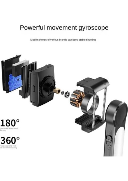 L09 Profesyonel Işıklı Gimbal Öz Çekim Telefon Sabitleyici Video Çekimi Siyah indirimleri