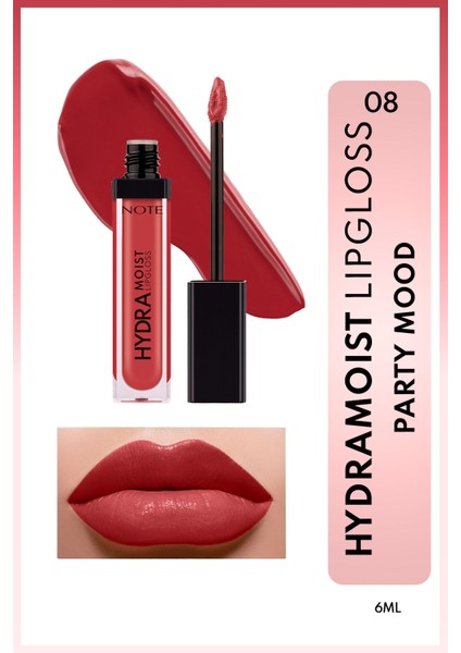 Hydramoist Lipgloss Nemlendirici Dudak Parlatıcısı - 08 Party Mood - Kırmızı