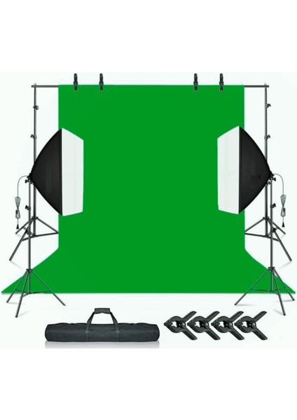 Chromakey Green Screen Greenbox Yeşil Fon Perde Çekim Seti (2X3M)