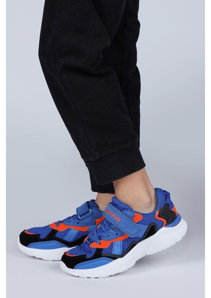 29189 Saks Mavi - Turuncu Üniseks Çocuk Sneaker Günlük Spor Ayakkabı