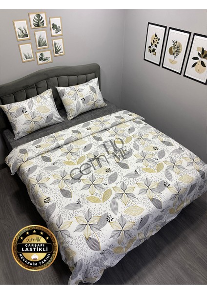 Çetinhome Çarşafı Lastikli Çift Kişilik Nevresim Takımı Lara