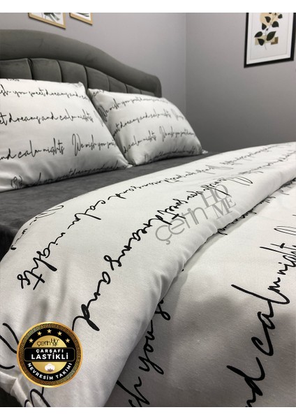 Çetinhome Çarşafı Lastikli Çift Kişilik Nevresim Takımı Latin Beyaz fiyatları