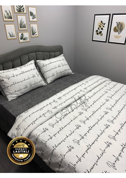 Çetinhome Çarşafı Lastikli Çift Kişilik Nevresim Takımı Latin Beyaz modelleri