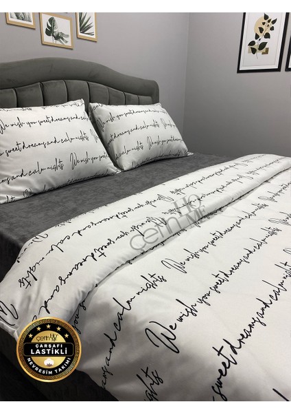 Çetinhome Çarşafı Lastikli Çift Kişilik Nevresim Takımı Latin Beyaz fırsatları