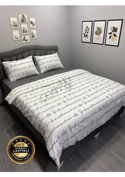 Çetinhome Çarşafı Lastikli Çift Kişilik Nevresim Takımı Latin Beyaz indirimleri