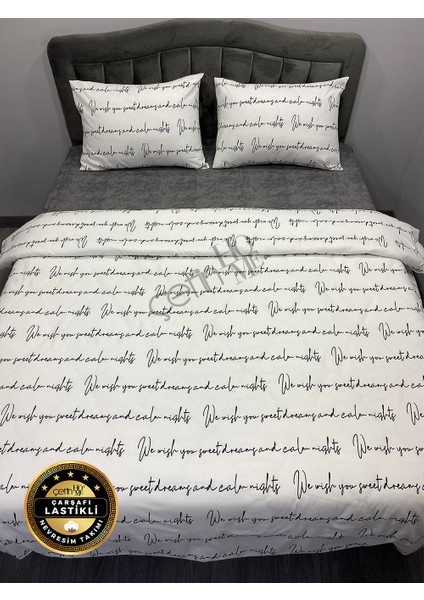 Çetinhome Çarşafı Lastikli Çift Kişilik Nevresim Takımı Latin Beyaz