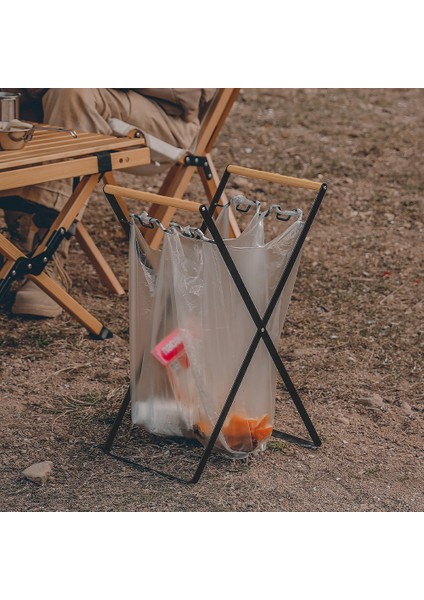 Dış Mekan Ev Çöp Rafı Katlanabilir Mutfak Eşyaları Depolama Rafı Plastik Torba Tutucu Ahşap Saplı Demir Çöp Askıları (Yurt Dışından)