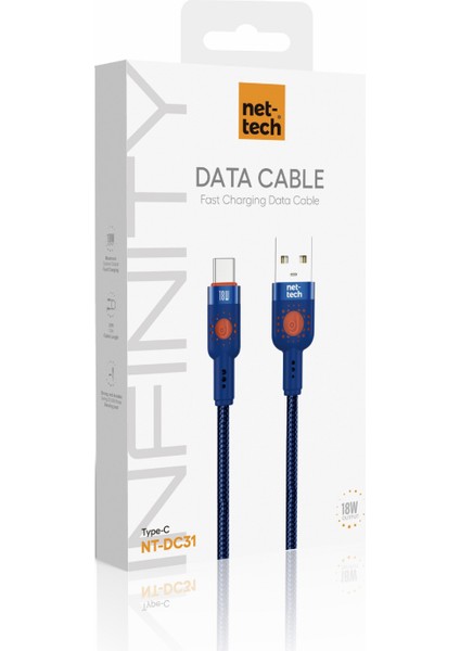 NT-DC31 18W Plastik 100 cm Type-C Şarj ve Data Kablosu