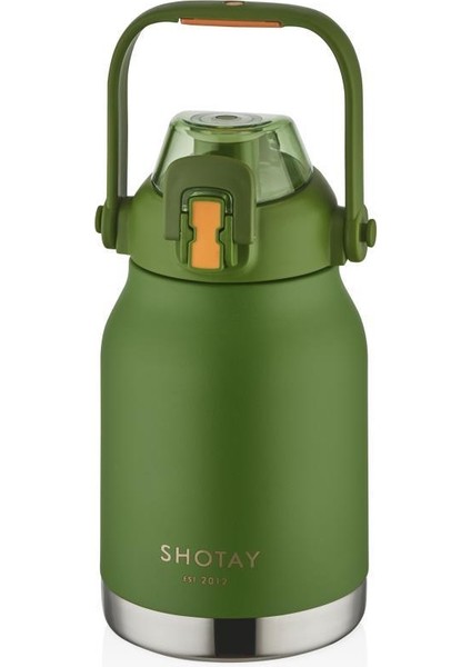 Çelik Termos Matara Phone Holder 1000ML Yeşil