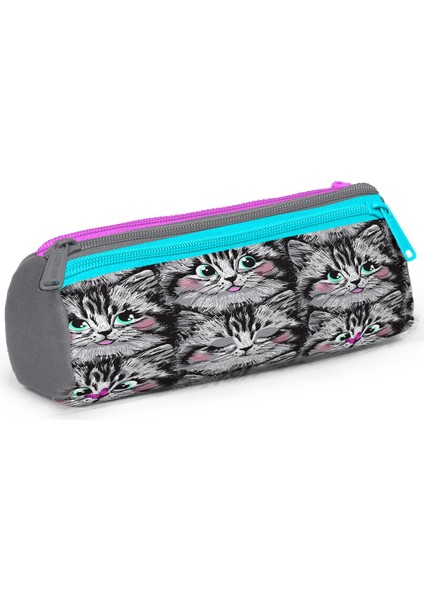 Kids Gri Kedi Desenli Üç Bölmeli Kalem Çantası 11165 modelleri