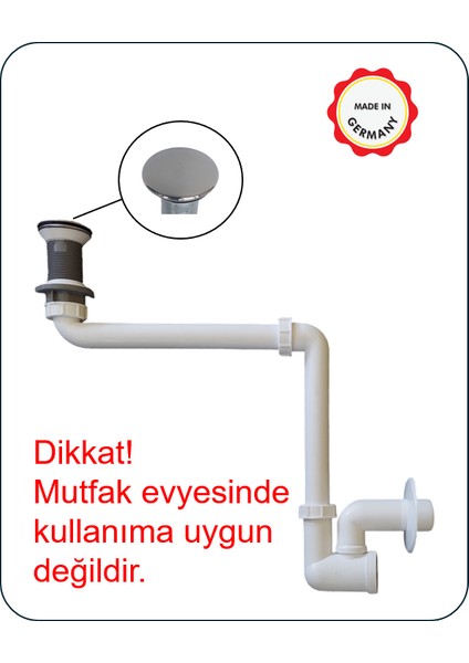 Yer Kazandıran Lavabo Sifonu 137 - Taşma Deliksiz,Lavabo Dolabında ve Çekmecesinde,Lavabo Altında Duvara Bitişik Montajlı Koku Önleyici S Sistemi,Kolay Temizlenir Giderli, Ayarlanabilir Borulu