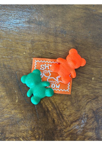 Ikili Yeşil Turuncu Ayı Broş Çanta Giyim Aksesuarı 4x3 cm