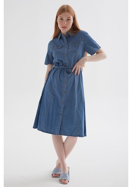 Denim Elbise Mavi