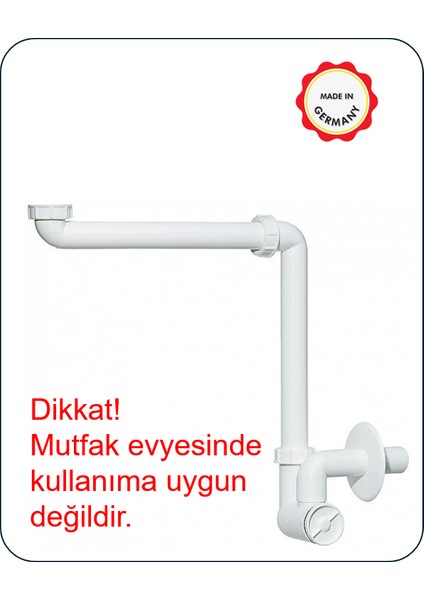 Yer Kazandıran Lavabo Sifonu 137 - Lavabo Dolabında ve Çekmecesinde, Lavabo Altında Duvara Bitişik Montajlı Koku Önleyici S Sistemi, Kolay Temizlenir Giderli, Ayarlanabilir Borulu