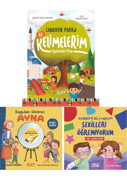 Camiden Parka İlk Kelimelerim / Oyuncaklı Kitap / Duyguları Gösteren Ayna / Rabbimi Biliyorum Şekilleri Öğreniyorum (Tak/Çıkar Kitap)