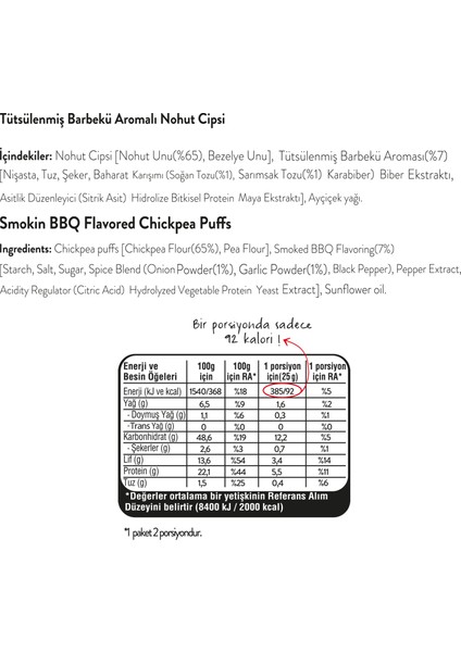 Tütsülenmiş Barbekü Aromalı Nohut Cips Seti 50g x 6 Adet