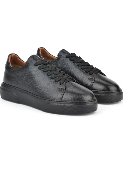 , Erkek Hakiki Deri Sneaker 151423Z511 Siyah