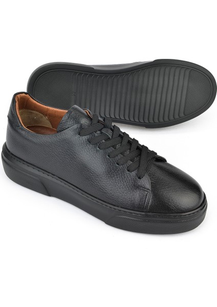 , Erkek Hakiki Deri Sneaker 151423Z511 Siyah