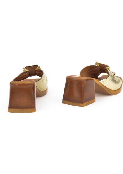 Kadın Deri Topuklu Terlik 151992Z19008 Altın modelleri