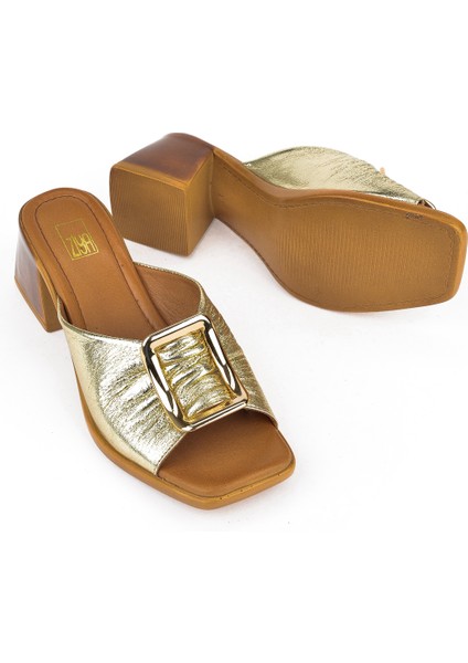 Kadın Deri Topuklu Terlik 151992Z19008 Altın fırsatları