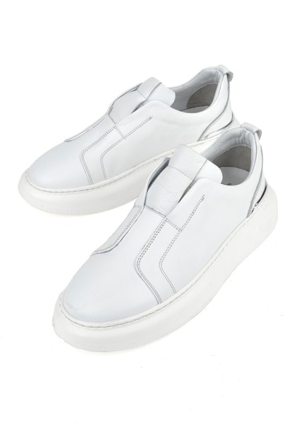 , Erkek Hakiki Deri Sneaker 151987Z026 Beyaz indirimleri