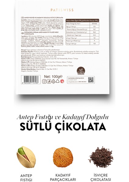 Juva Antep Fıstığı ve Kadayıflı Dubai Çikolatası 100g