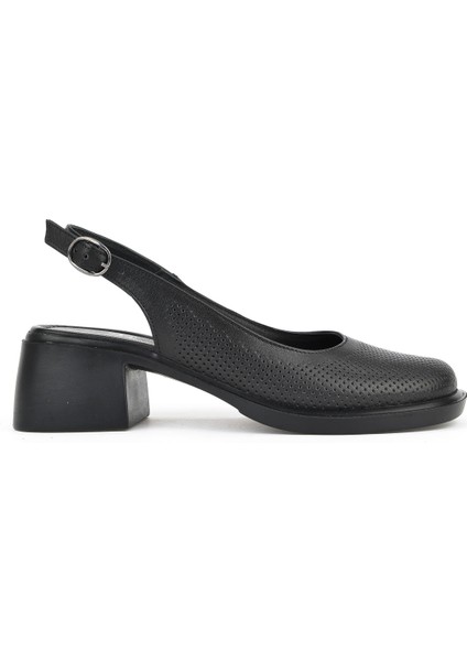 Kadın Deri Topuklu Sandalet 151992Z8001 Siyah