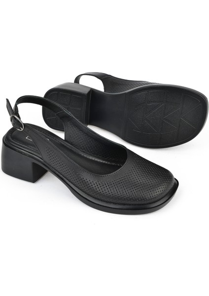 Kadın Deri Topuklu Sandalet 151992Z8001 Siyah fırsatları