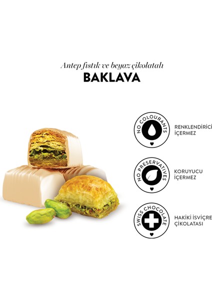 Juva Beyaz Çikolata Kaplı Antep Fıstıklı Baklava 230g