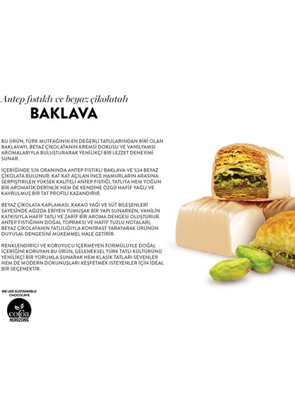 Juva Beyaz Çikolata Kaplı Antep Fıstıklı Baklava 230g